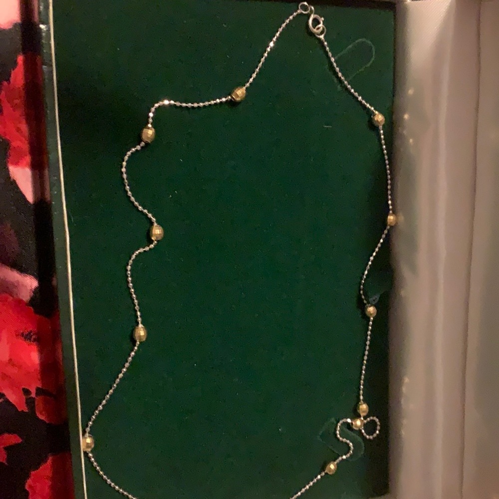 18k solid two tone beautiful bead design necklace